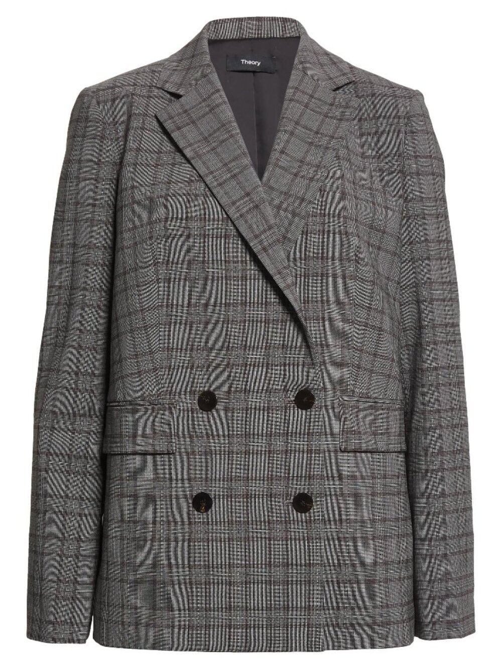 NWT Theory Piazza Double Breasted Stretch Wool Blazer - grey plaid (size 6)
